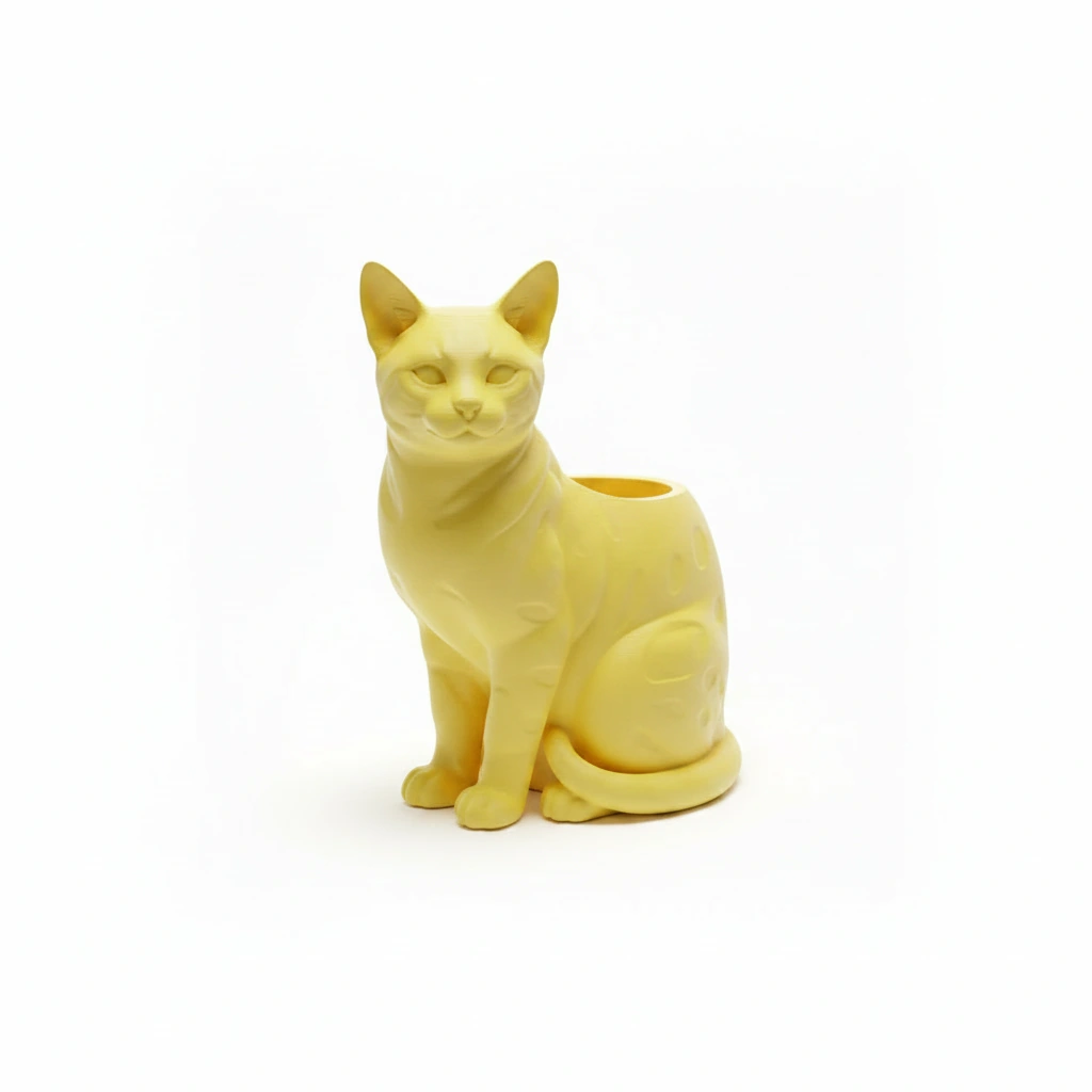Mini Ghiveci Decorativ Forma Pisica Bengal Imprimat 3D - culoare Galben, imprimare 3D Vibecraft
