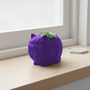 Mini Ghiveci Decorativ Pisica Persana pentru Plante Mici - culoare Mov, imprimare 3D Vibecraft