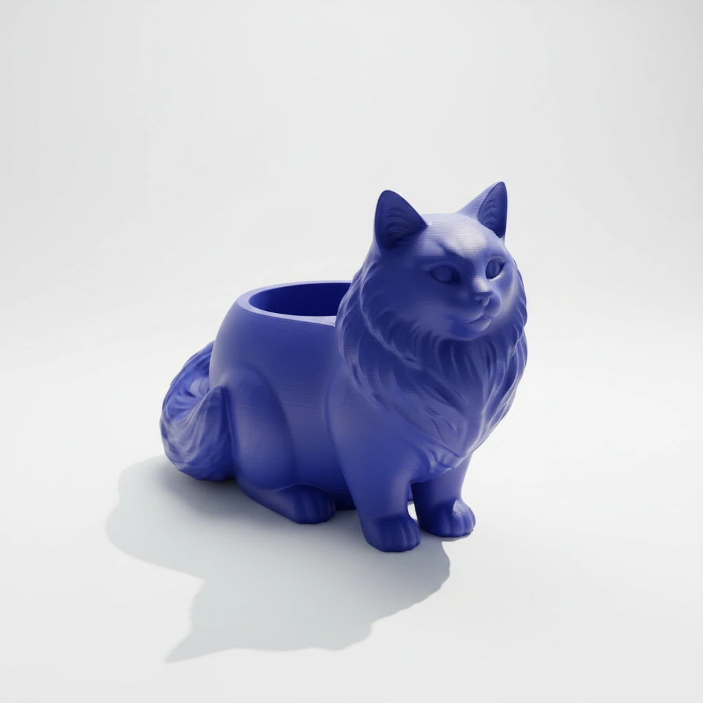 Ghiveci Decorativ Pisica Norvegiană de Pădure pentru Plante Mici - culoare Albastru, imprimare 3D Vibecraft