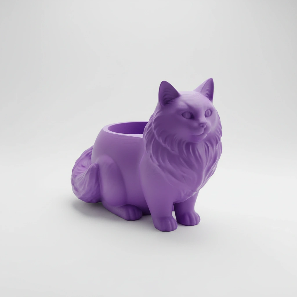 Ghiveci Decorativ Pisica Norvegiană de Pădure pentru Plante Mici - culoare Mov, imprimare 3D Vibecraft