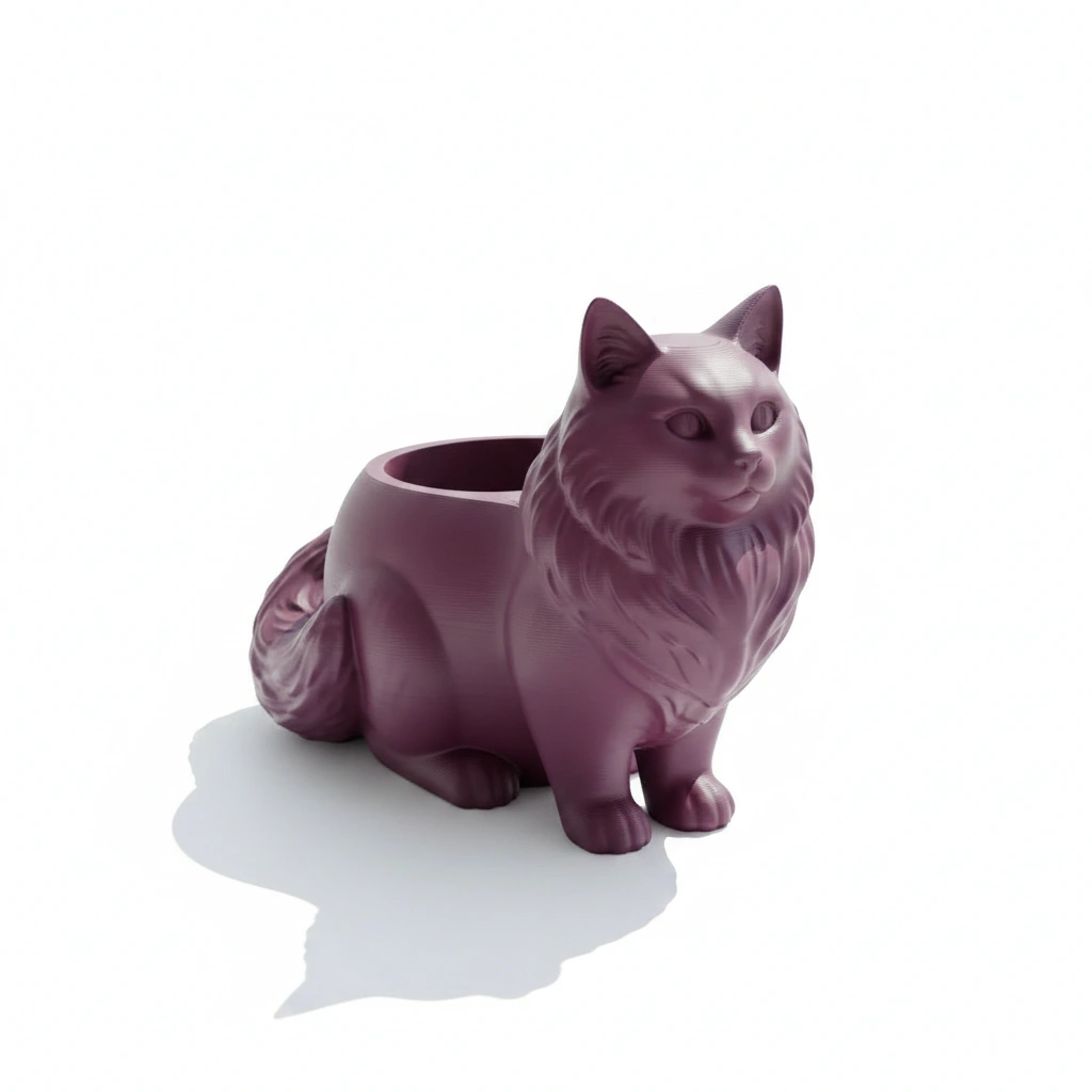 Ghiveci Decorativ Pisica Norvegiană de Pădure pentru Plante Mici - culoare Roșu, imprimare 3D Vibecraft