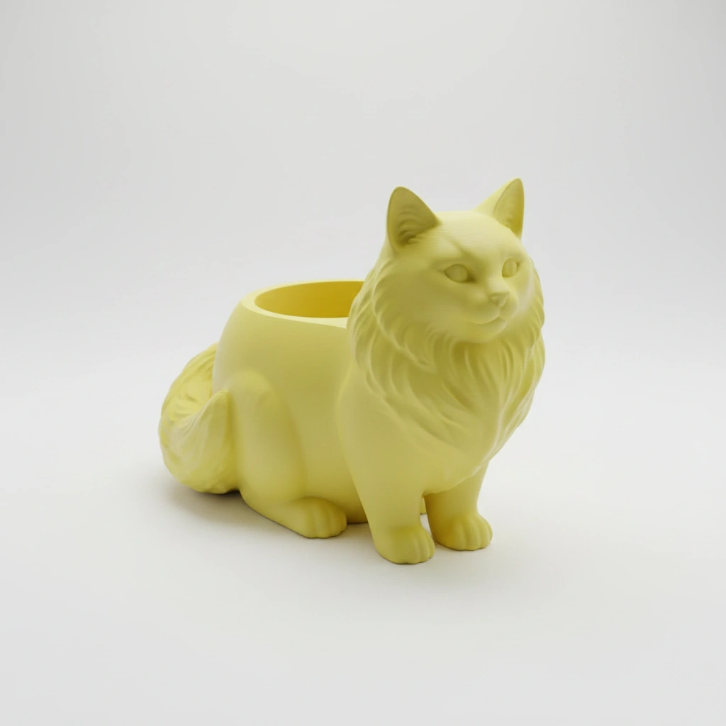 Ghiveci Decorativ Pisica Norvegiană de Pădure pentru Plante Mici - culoare Galben, imprimare 3D Vibecraft