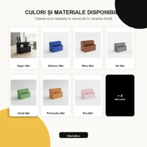 Organizator Suport Telecomenzi Design Modern pentru Birou și Living - paleta de culori disponibile, produs imprimat 3D Vibecraft