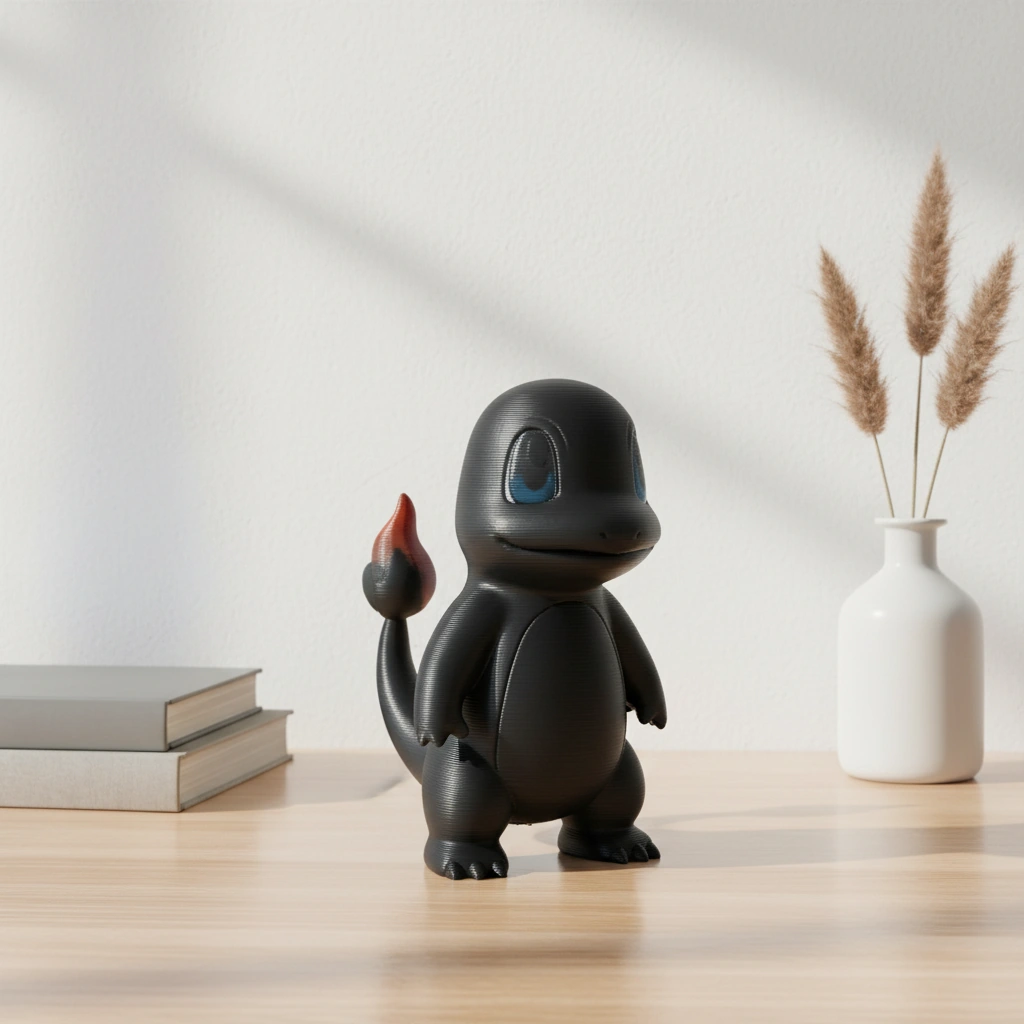 Figurină Decorativă Scenă Umoristică cu Personaj Stilizat - Negru compozit mat, imprimare 3D Vibecraft