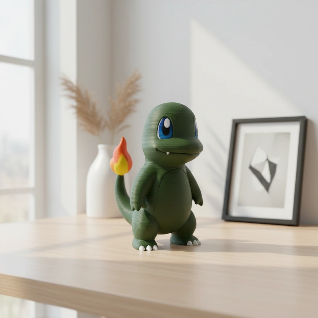 Figurină Decorativă Scenă Umoristică cu Personaj Stilizat - Olive green compozit mat, imprimare 3D Vibecraft