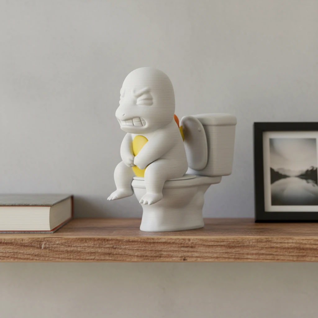 Figurină Decorativă Scenă Umoristică cu Personaj Stilizat - culoare Alb, produs imprimat 3D Vibecraft