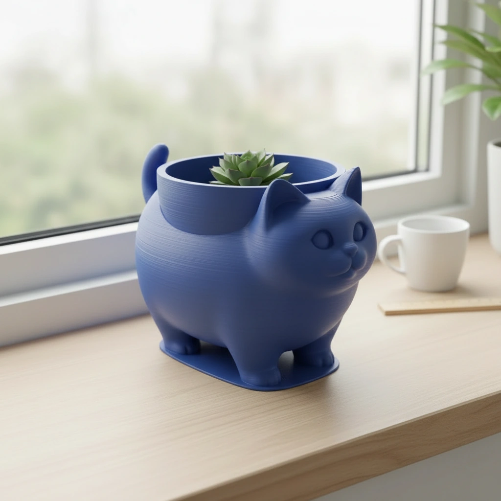Mini Ghiveci Decorativ Pisica American Shorthair pentru Plante Mici - culoare Albastru, imprimare 3D Vibecraft