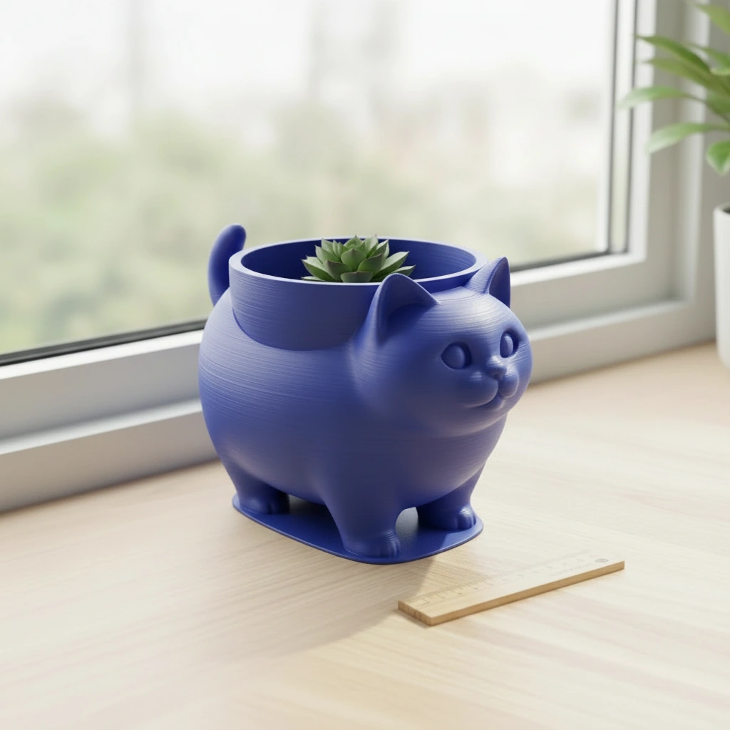 Mini Ghiveci Decorativ Pisica American Shorthair pentru Plante Mici - culoare Albastru, imprimare 3D Vibecraft