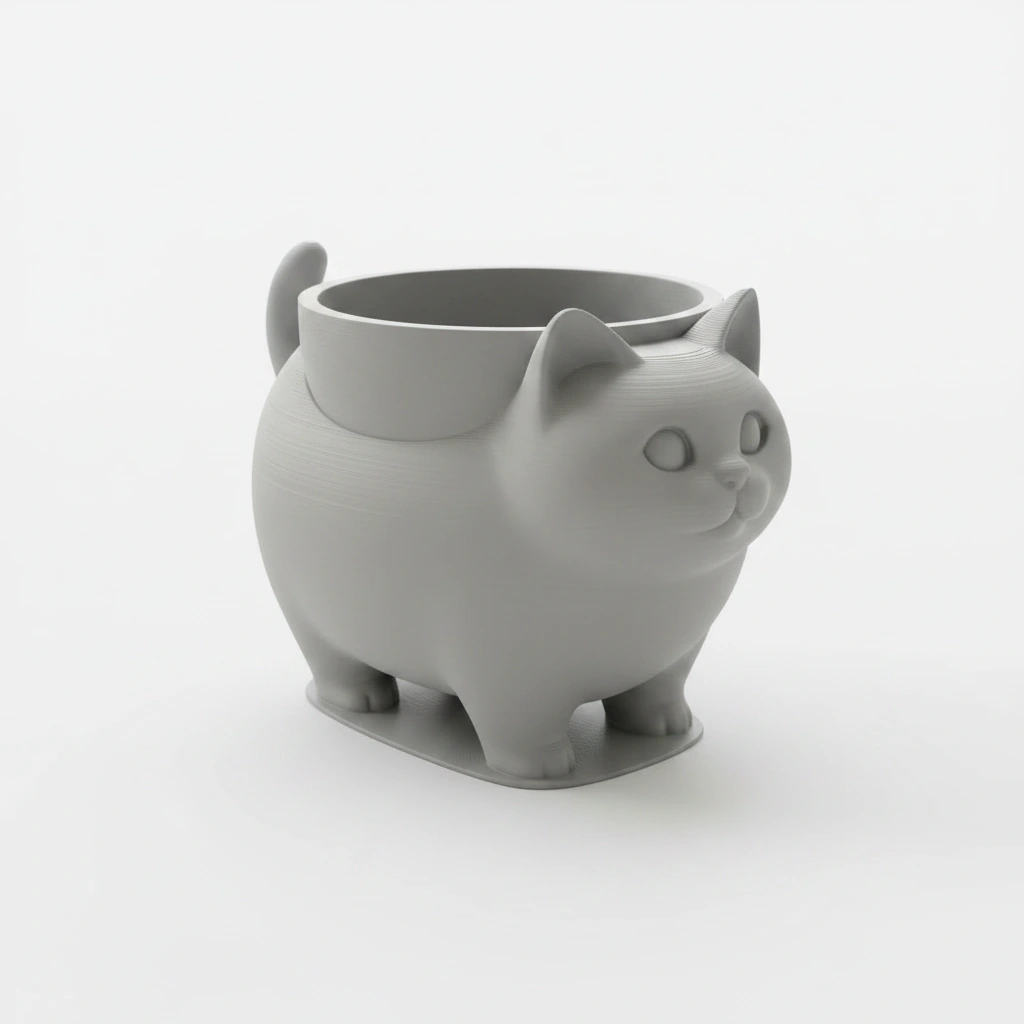Mini Ghiveci Decorativ Pisica American Shorthair pentru Plante Mici - culoare Gri, imprimare 3D Vibecraft