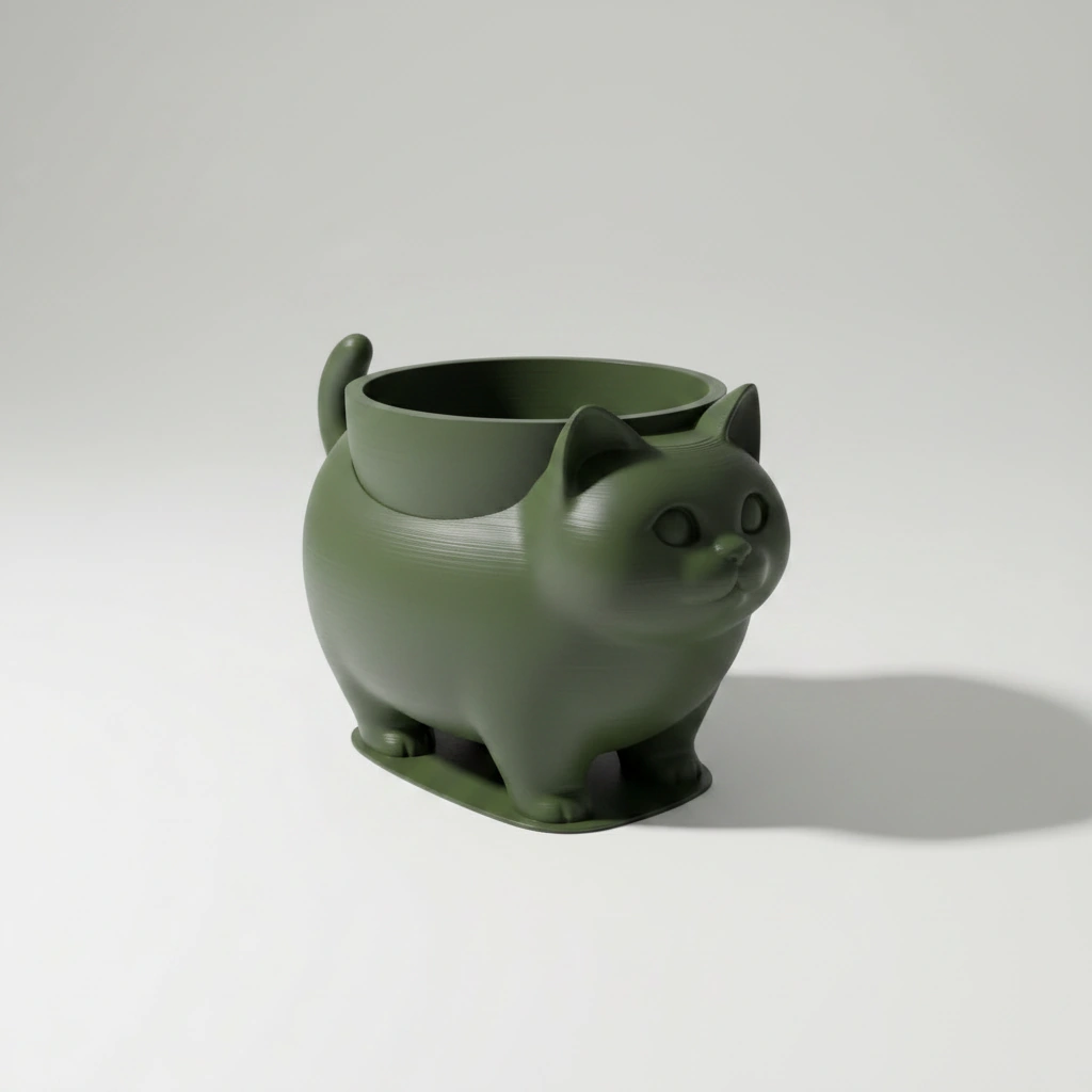 Mini Ghiveci Decorativ Pisica American Shorthair pentru Plante Mici - culoare Verde, imprimare 3D Vibecraft