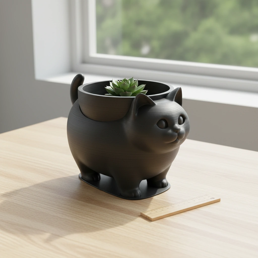 Mini Ghiveci Decorativ Pisica American Shorthair pentru Plante Mici - variante de culoare, produs imprimat 3D Vibecraft