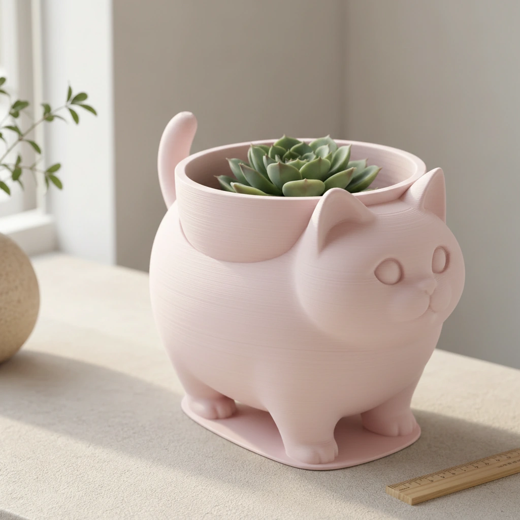 Mini Ghiveci Decorativ Pisica American Shorthair pentru Plante Mici - culoare Roz, imprimare 3D Vibecraft