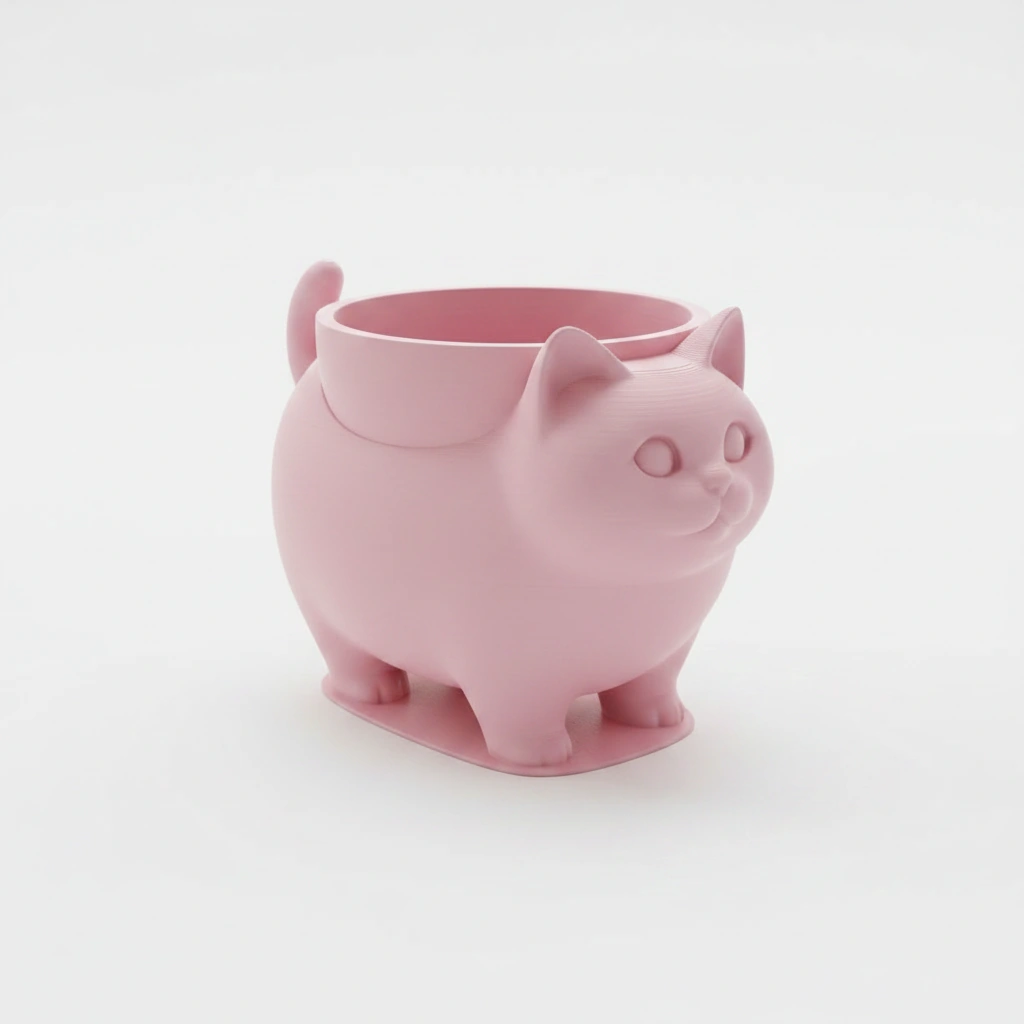 Mini Ghiveci Decorativ Pisica American Shorthair pentru Plante Mici - culoare Roz, imprimare 3D Vibecraft