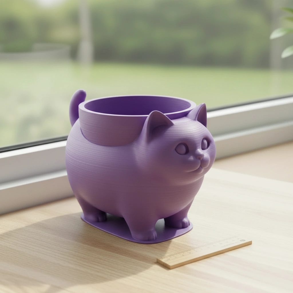 Mini Ghiveci Decorativ Pisica American Shorthair pentru Plante Mici - culoare Mov, imprimare 3D Vibecraft