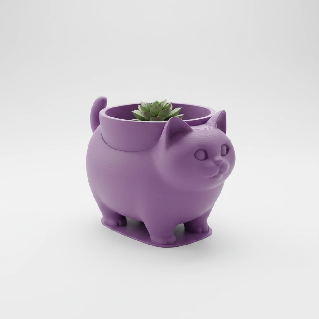 Mini Ghiveci Decorativ Pisica American Shorthair pentru Plante Mici - culoare Mov, imprimare 3D Vibecraft