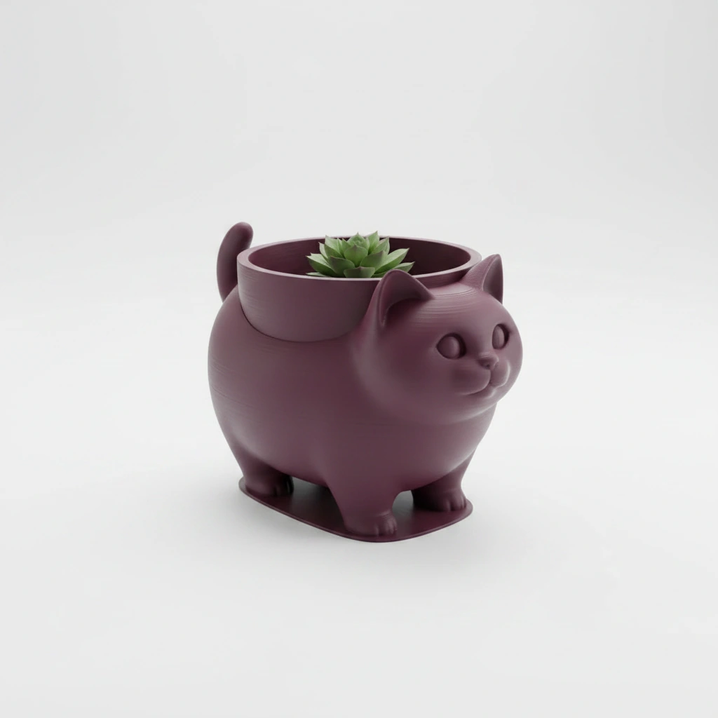 Mini Ghiveci Decorativ Pisica American Shorthair pentru Plante Mici - culoare Roșu, imprimare 3D Vibecraft