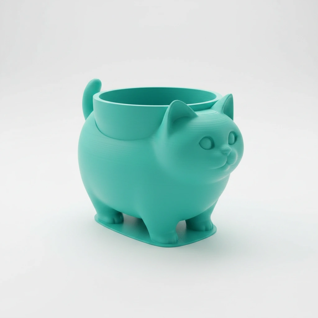 Mini Ghiveci Decorativ Pisica American Shorthair pentru Plante Mici - culoare Albastru verzui, imprimare 3D Vibecraft
