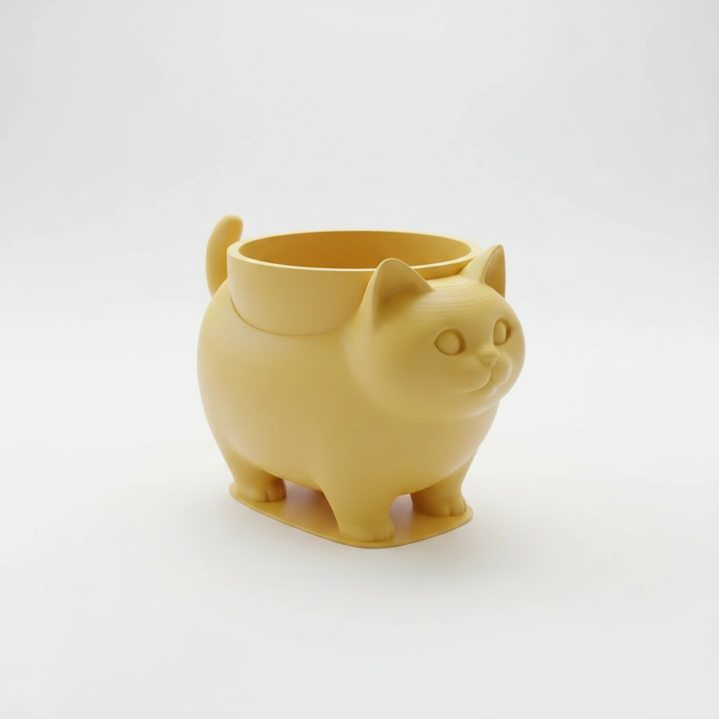 Mini Ghiveci Decorativ Pisica American Shorthair pentru Plante Mici - culoare Galben, imprimare 3D Vibecraft