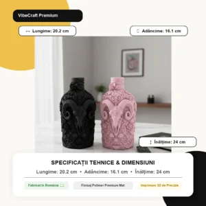 Recipient Decorativ Detaliat cu Craniu de Berbec Imprimat 3D - dimensiuni produs, produs imprimat 3D Vibecraft