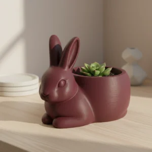 Mini Ghiveci Decorativ Iepure Imprimat 3D pentru Plante Mici - Purple red compozit mat, imprimare 3D Vibecraft