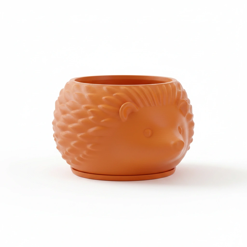 Mini Ghiveci Decorativ Arici Imprimat 3D, Suport Plante Mici - Orange compozit mat, imprimare 3D Vibecraft