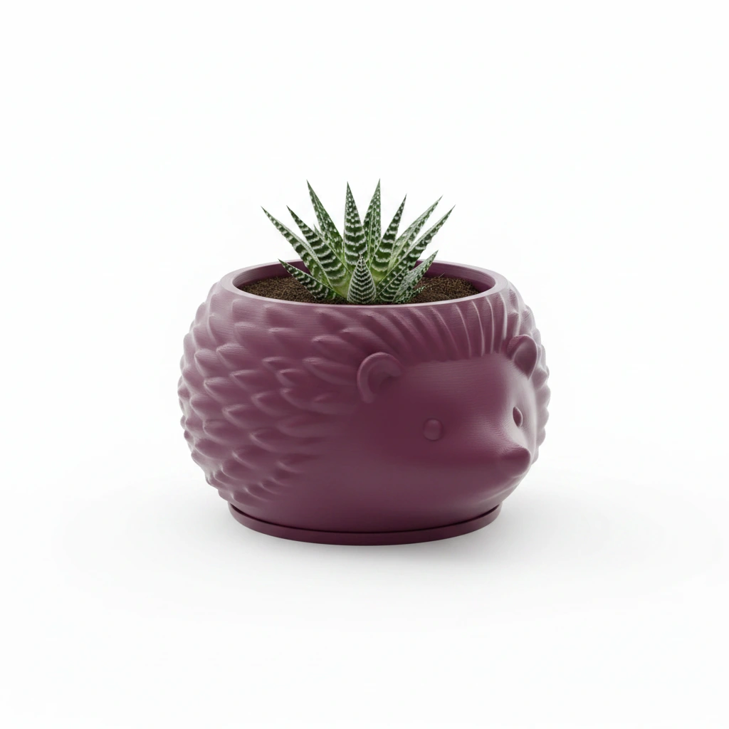 Mini Ghiveci Decorativ Arici Imprimat 3D, Suport Plante Mici - Purple red compozit mat, imprimare 3D Vibecraft