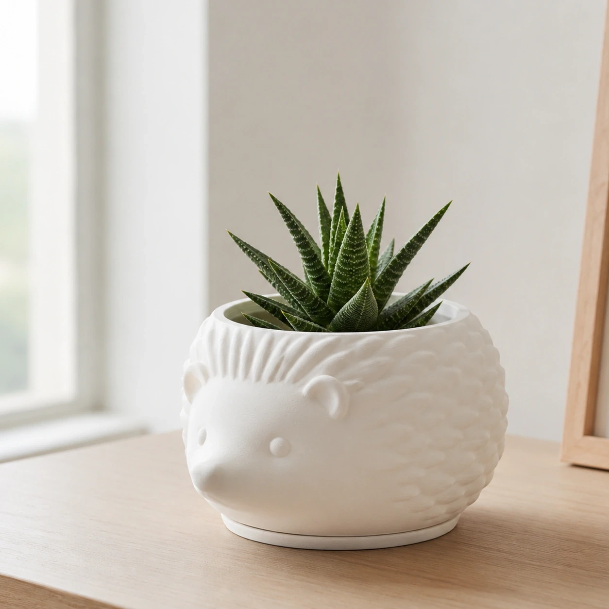 Mini Ghiveci Decorativ Arici pentru Plante Mici Imprimat 3D - culoare Alb, produs imprimat 3D Vibecraft