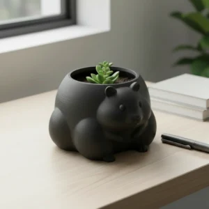 Mini Ghiveci Decorativ Animalut Hamster Imprimat 3D pentru Plante Mici - Negru compozit mat, imprimare 3D Vibecraft