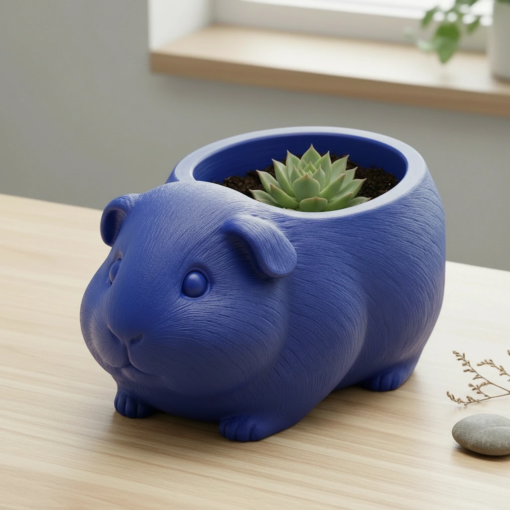 Mini Ghiveci Decorativ Imprimat 3D, Forma Porcusor de Guineea, Suport Plante Mici - culoare Albastru, imprimare 3D Vibecraft