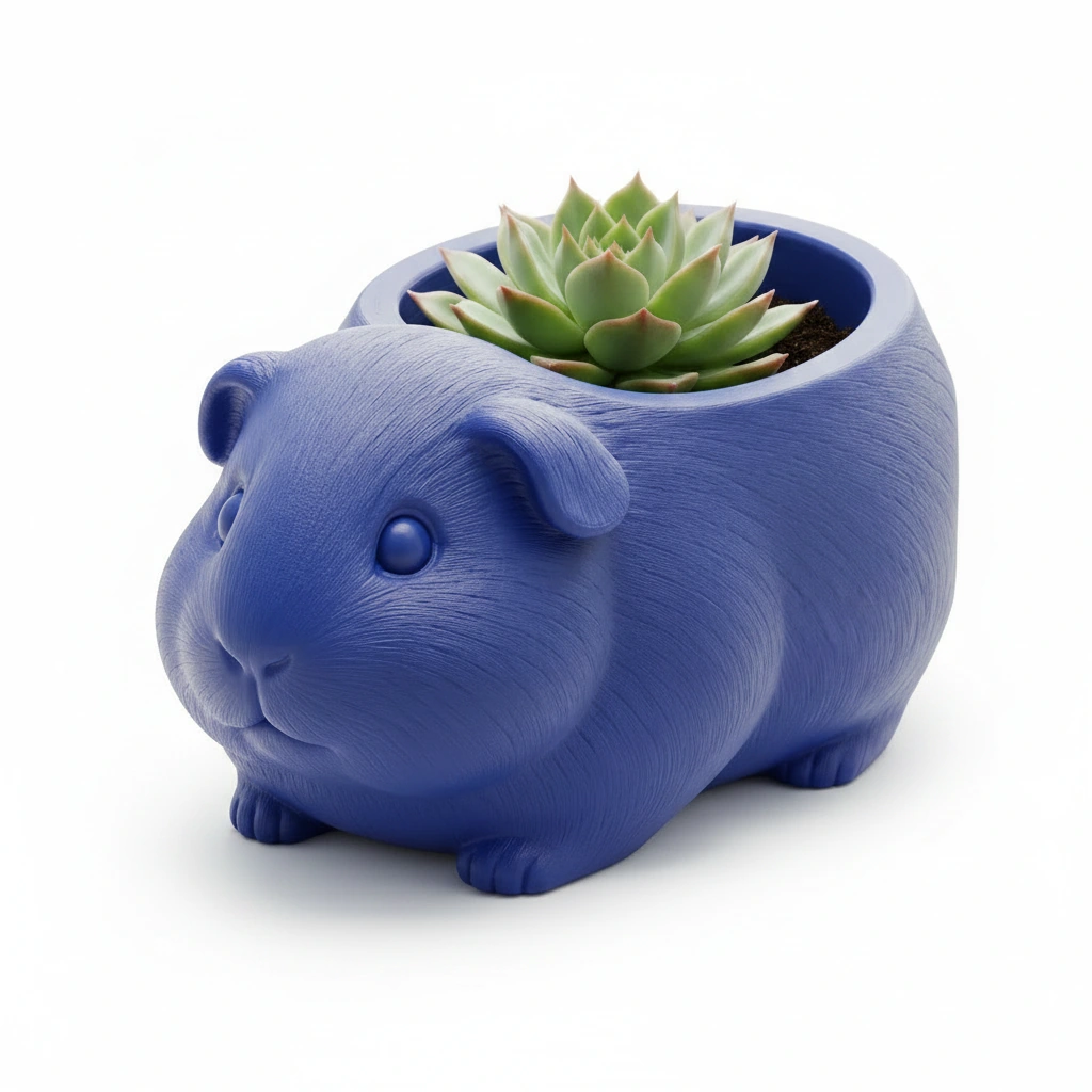 Mini Ghiveci Decorativ Imprimat 3D, Forma Porcusor de Guineea, Suport Plante Mici - culoare Albastru, imprimare 3D Vibecraft