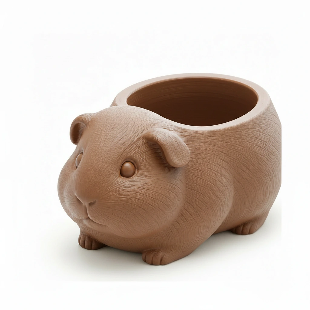 Mini Ghiveci Decorativ Imprimat 3D, Forma Porcusor de Guineea, Suport Plante Mici - culoare Maro, imprimare 3D Vibecraft