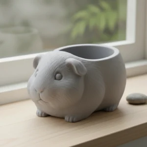 Mini Ghiveci Decorativ Imprimat 3D, Forma Porcusor de Guineea, Suport Plante Mici - culoare Gri, imprimare 3D Vibecraft