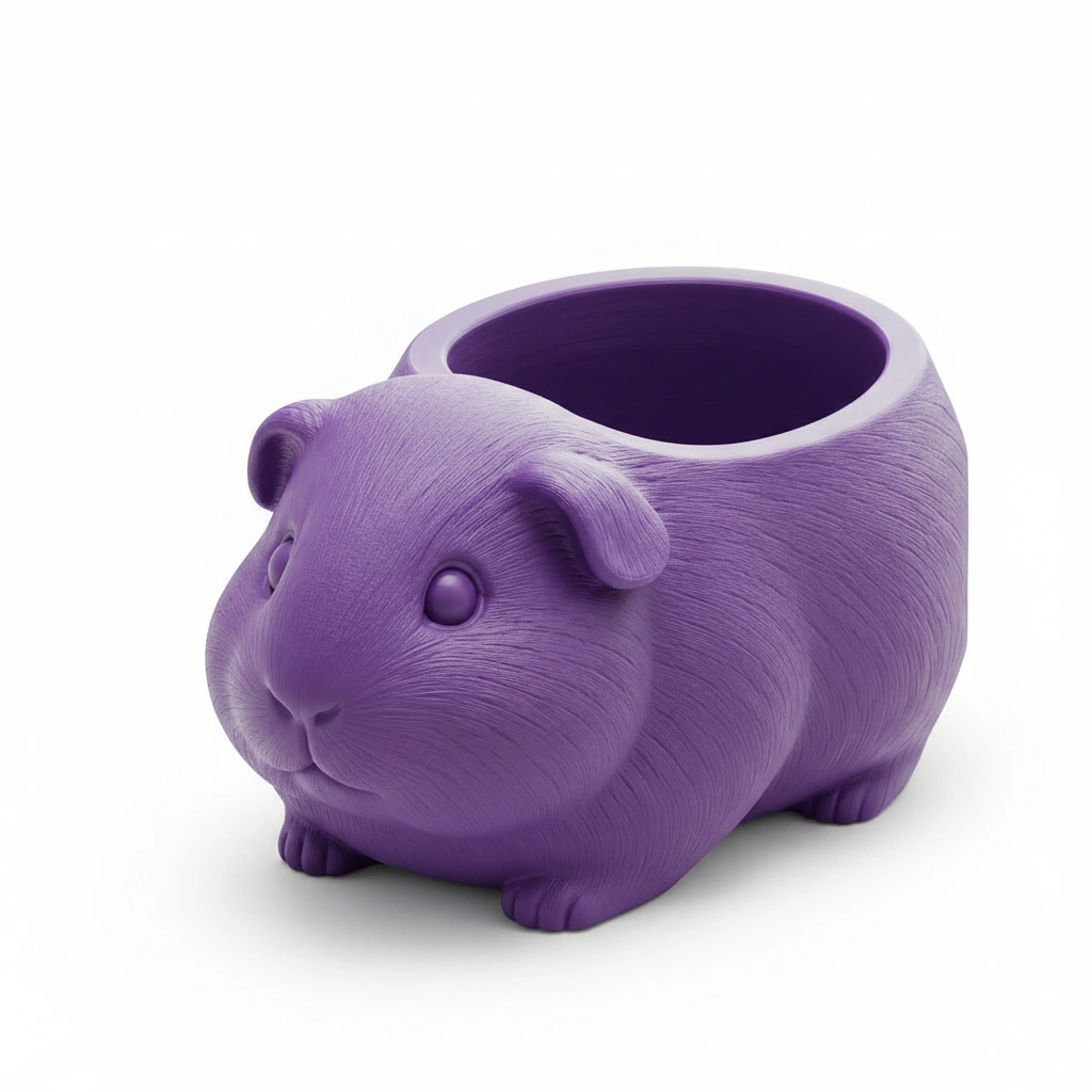 Mini Ghiveci Decorativ Imprimat 3D, Forma Porcusor de Guineea, Suport Plante Mici - culoare Mov, imprimare 3D Vibecraft
