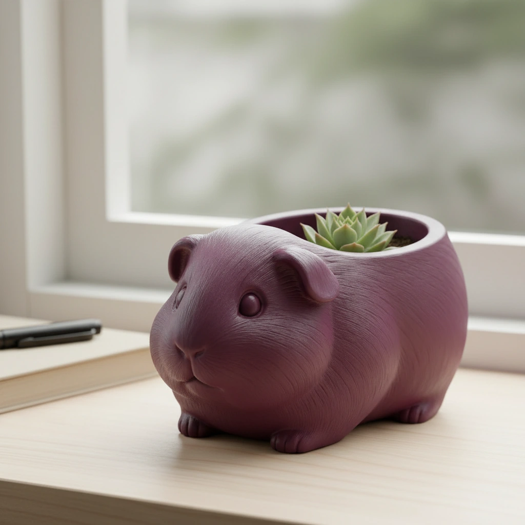 Mini Ghiveci Decorativ Imprimat 3D, Forma Porcusor de Guineea, Suport Plante Mici - culoare Roșu, imprimare 3D Vibecraft