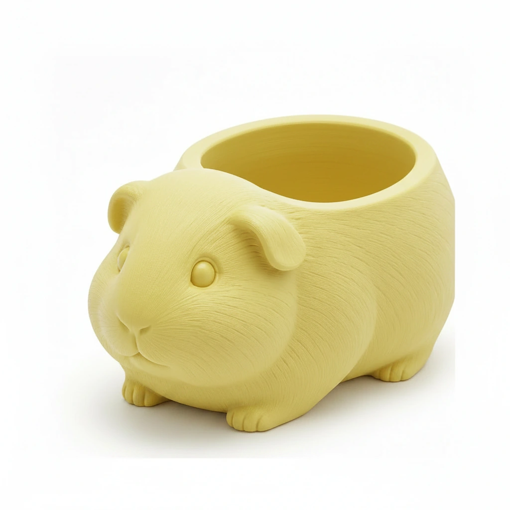 Mini Ghiveci Decorativ Imprimat 3D, Forma Porcusor de Guineea, Suport Plante Mici - culoare Galben, imprimare 3D Vibecraft