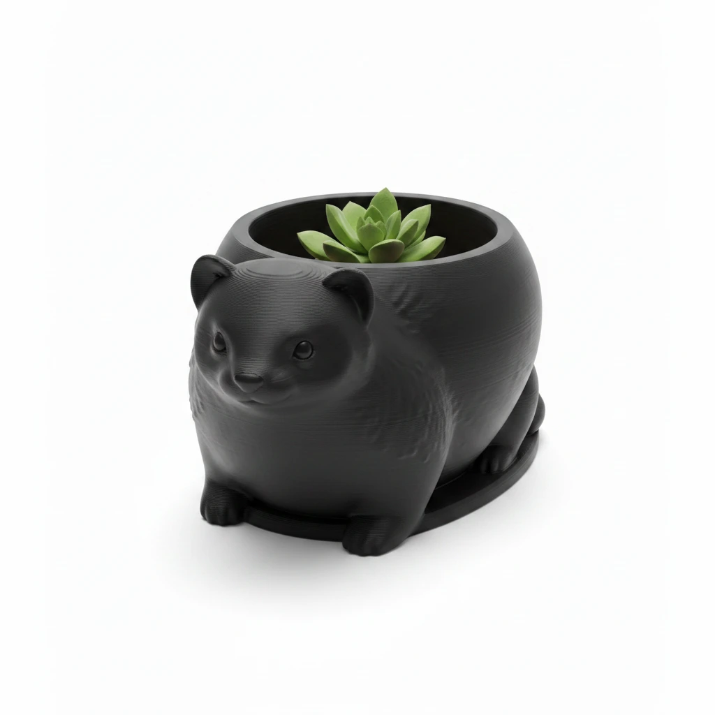 Mini Ghiveci Decorativ Animalut Tip Dihor Imprimat 3D - culoare Negru, produs imprimat 3D Vibecraft