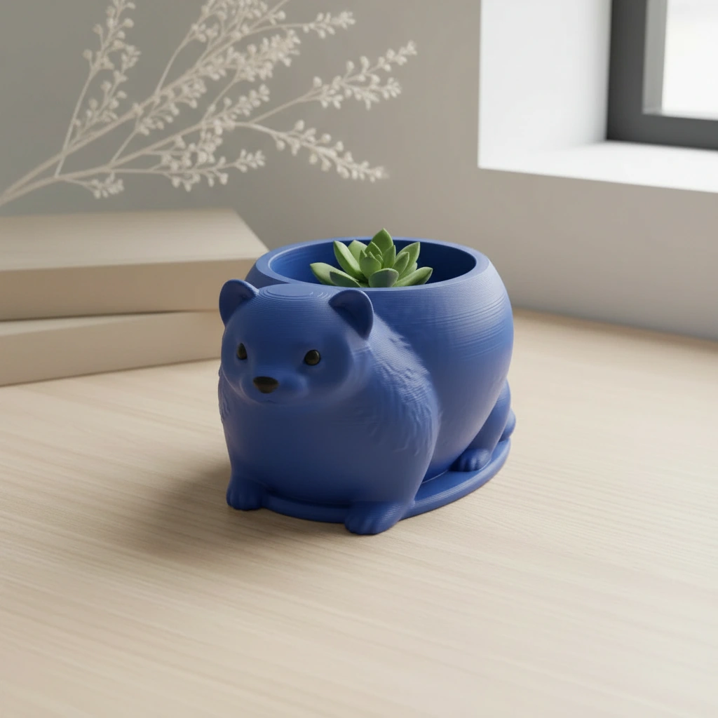 Mini Ghiveci Decorativ Animalut Tip Dihor Imprimat 3D - culoare Albastru, imprimare 3D Vibecraft