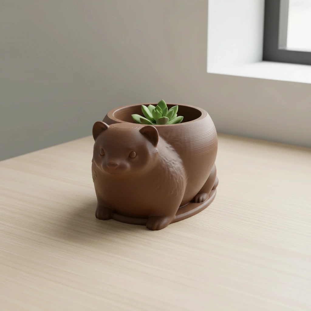 Mini Ghiveci Decorativ Animalut Tip Dihor Imprimat 3D - culoare Maro, imprimare 3D Vibecraft