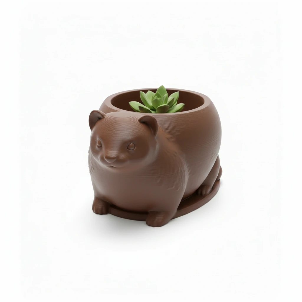 Mini Ghiveci Decorativ Animalut Tip Dihor Imprimat 3D - culoare Maro, imprimare 3D Vibecraft