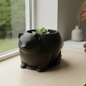 Mini Ghiveci Decorativ Animalut Tip Dihor Imprimat 3D - Negru compozit mat, imprimare 3D Vibecraft