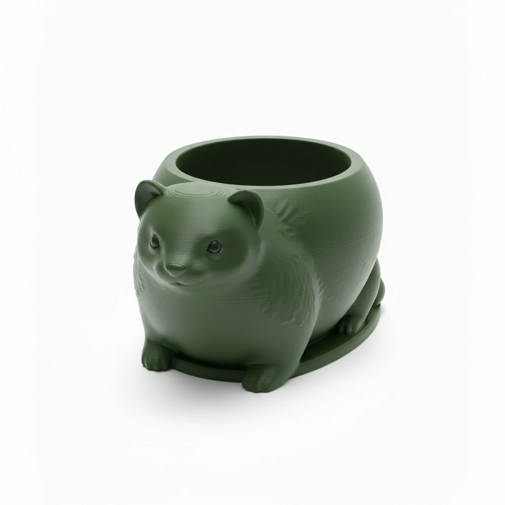 Mini Ghiveci Decorativ Animalut Tip Dihor Imprimat 3D - Olive green compozit mat, imprimare 3D Vibecraft
