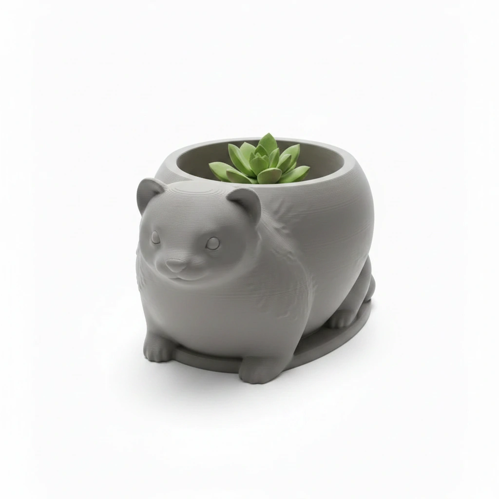 Mini Ghiveci Decorativ Animalut Tip Dihor Imprimat 3D - culoare Gri, imprimare 3D Vibecraft