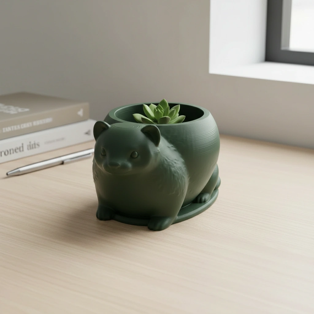 Mini Ghiveci Decorativ Animalut Tip Dihor Imprimat 3D - culoare Verde, imprimare 3D Vibecraft