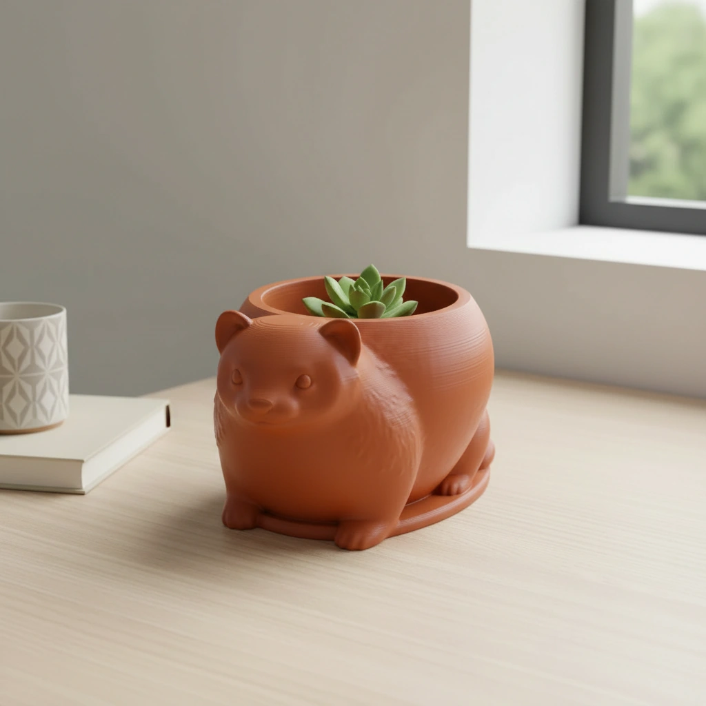 Mini Ghiveci Decorativ Animalut Tip Dihor Imprimat 3D - culoare Portocaliu, imprimare 3D Vibecraft