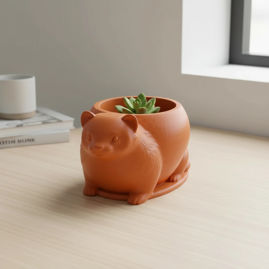 Mini Ghiveci Decorativ Animalut Tip Dihor Imprimat 3D - culoare Portocaliu, imprimare 3D Vibecraft