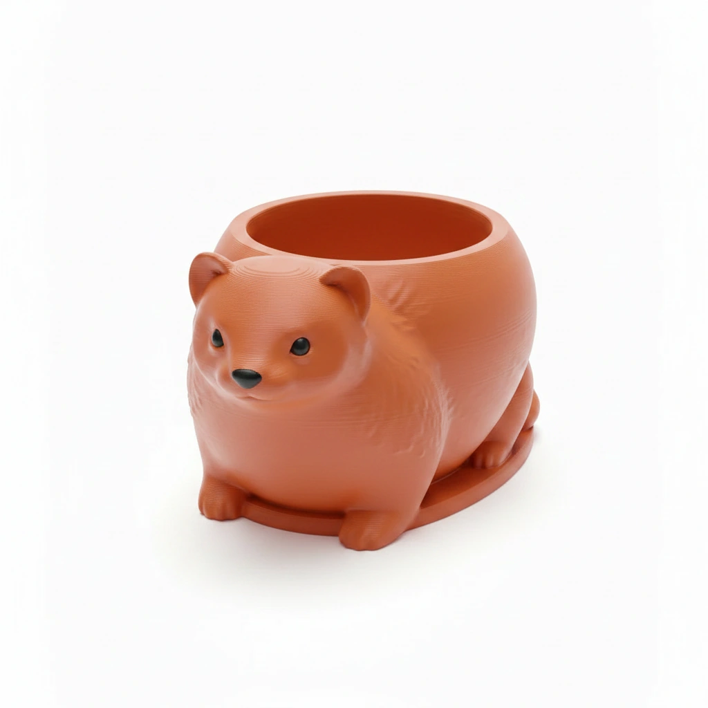 Mini Ghiveci Decorativ Animalut Tip Dihor Imprimat 3D - culoare Portocaliu, imprimare 3D Vibecraft