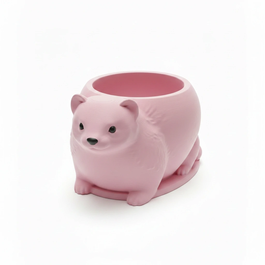 Mini Ghiveci Decorativ Animalut Tip Dihor Imprimat 3D - culoare Roz, imprimare 3D Vibecraft