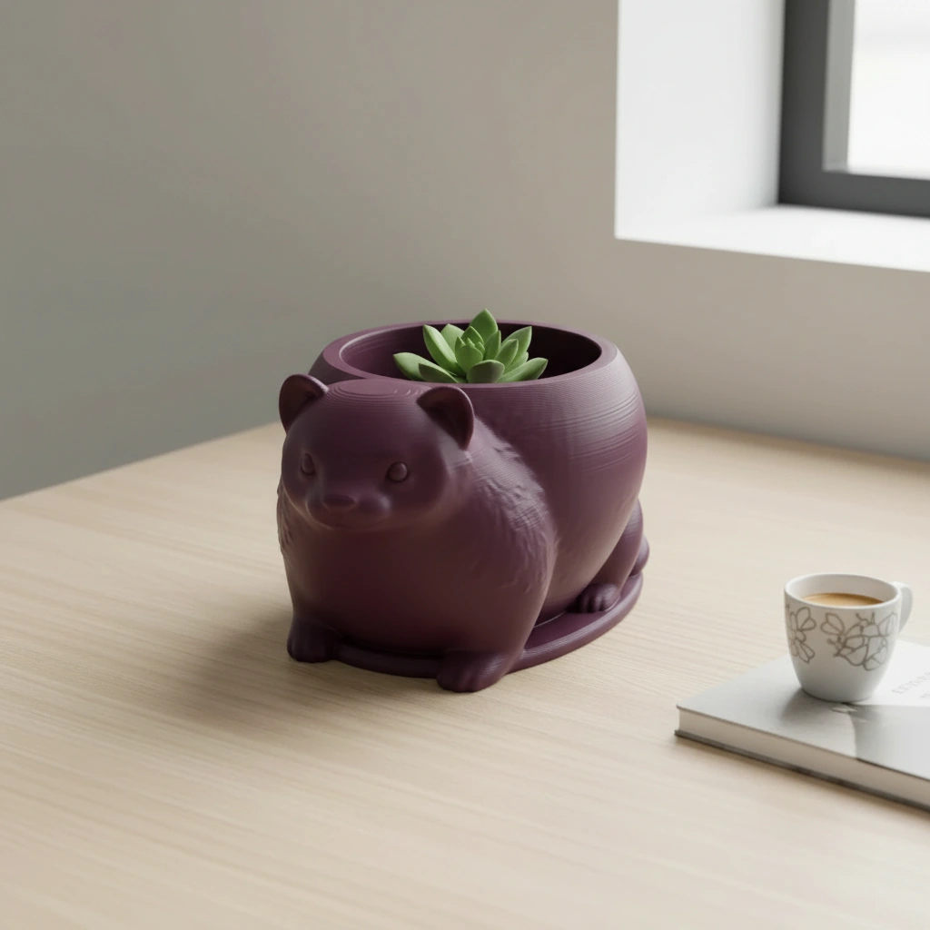 Mini Ghiveci Decorativ Animalut Tip Dihor Imprimat 3D - culoare Roșu, imprimare 3D Vibecraft