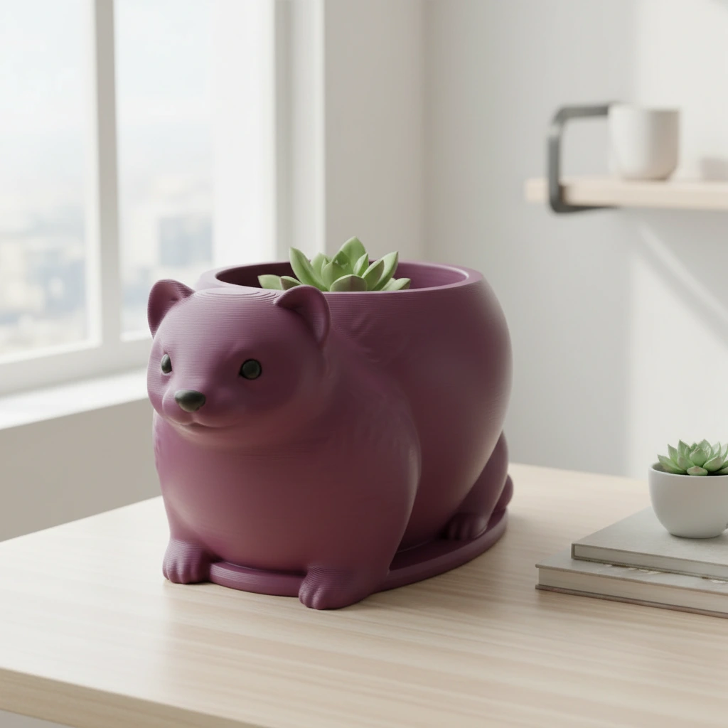 Mini Ghiveci Decorativ Animalut Tip Dihor Imprimat 3D - culoare Roșu, imprimare 3D Vibecraft