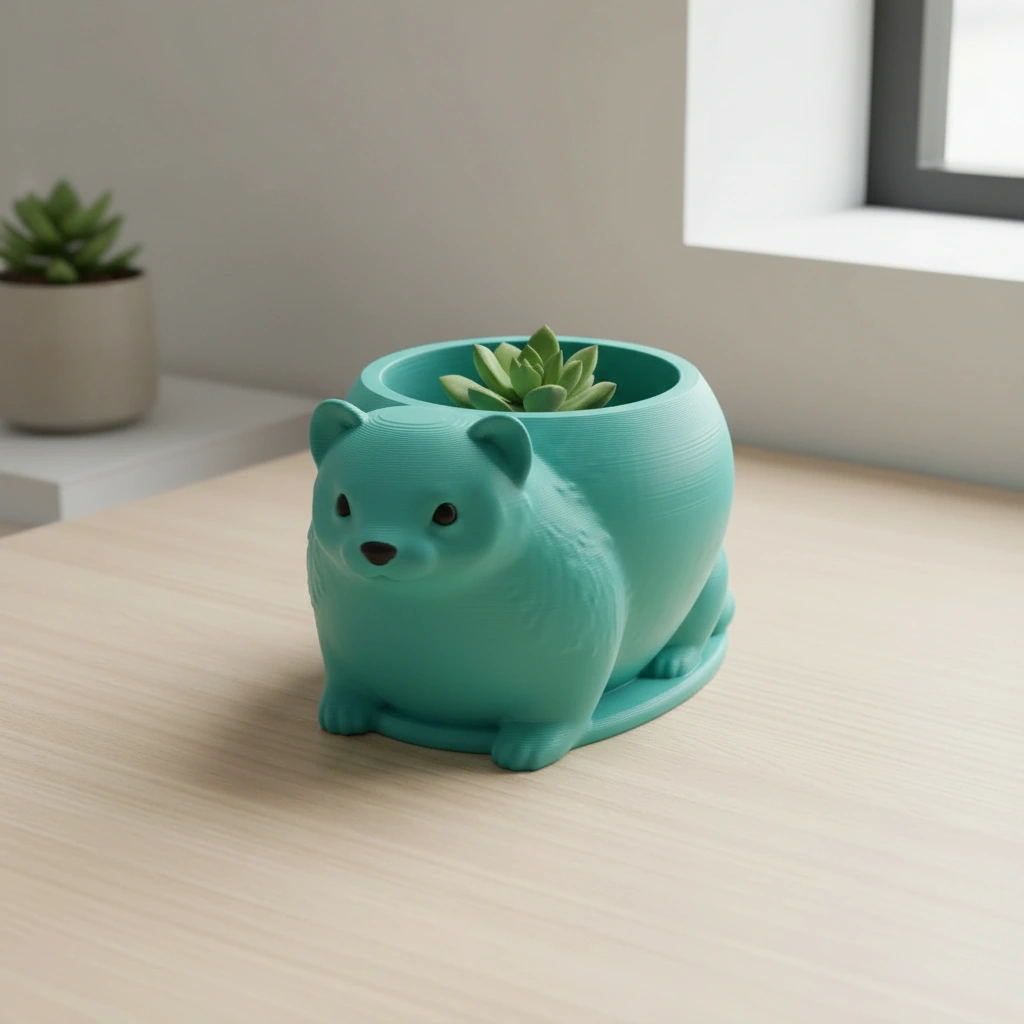 Mini Ghiveci Decorativ Animalut Tip Dihor Imprimat 3D - culoare Albastru verzui, imprimare 3D Vibecraft